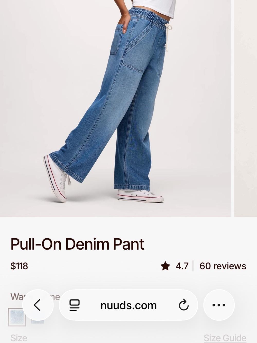 nuuds Medium Blue Wide-Leg Drawstring Jeans - Picture 3 of 7